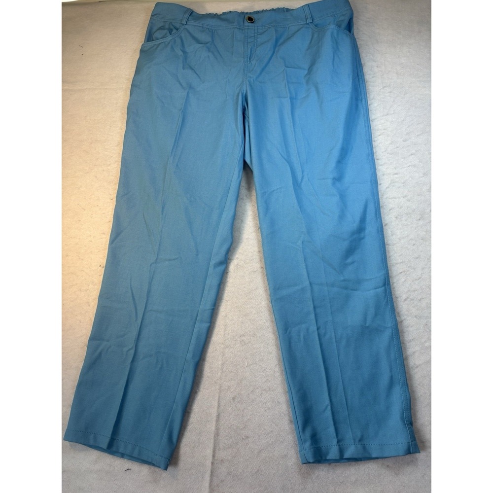 IMAN‎ Global Chic Women's 2X Blue Pull On Pants Pockets Stretch Casual Soft NWT